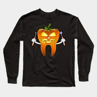 Dentist Halloween Night Pumpkin Scrubs Scary Cute Tee Gifts Long Sleeve T-Shirt